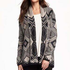 Old Navy Black & White Geometric Knit Cardigan – Size XL